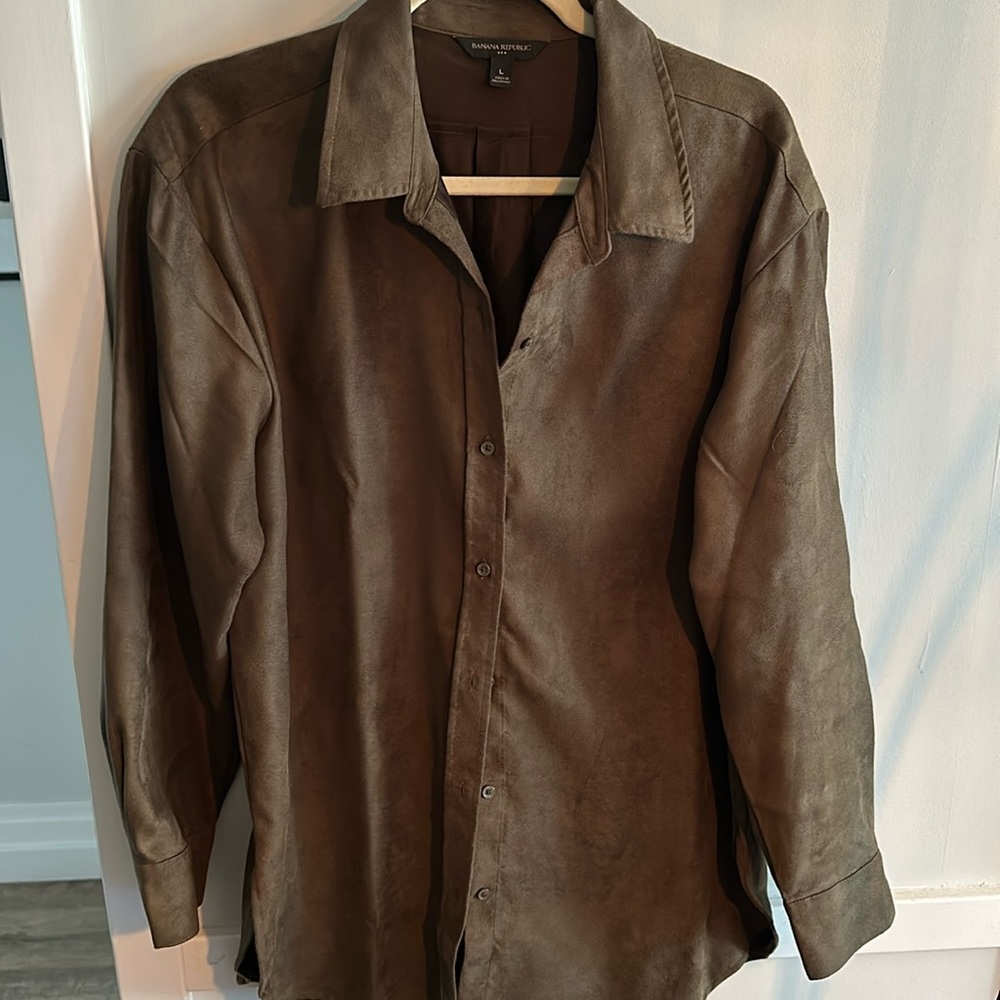 Banana Republic Dark Green Suede Button Down/Shacket